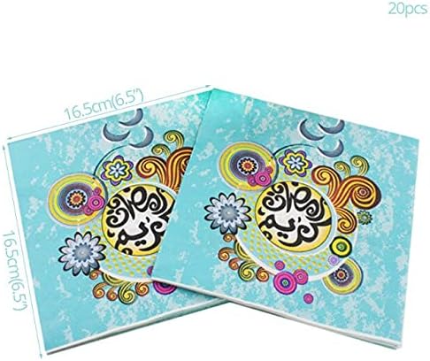 SİYAH DAİRE 20 adet Eid Mubarak Ramazan dekorasyon kağıdı Peçete Müslüman Ramazan Bayramı Ramazan Kareem Parti Ramazan Ve Eid