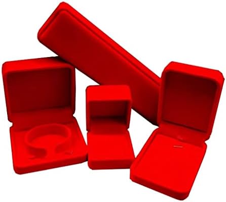 GZQDX Düğün Takı saklama kutusu Kırmızı Kadife Yüzük Küpe Kolye Kolye Bilezik Depolama Organizatör Hediye Kutusu (Renk: Bir,