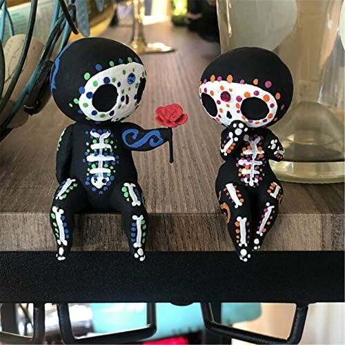 Muised sevgililer Günü Hediyesi Şeker Kafatası Çift Heykelcik Heykelleri masa süsü El Sanatları Reçine OrnamentsGifts Kadın Eşi