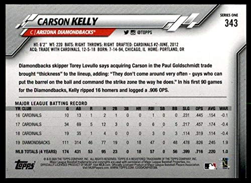 2020 Topps Altın Yıldız Beyzbol 343 Carson Kelly Arizona Diamondbacks Yeşil WM Sınırlı Sayıda Fabrika Setinden Bireysel Resmi