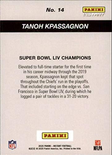 2019 Panini Anında NFL Süper Kase LIV Şampiyonlar Seti 14 Tanoh Kpassagnon Kansas City Chiefs Resmi Futbol Şampiyonu Ticaret