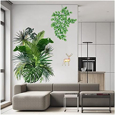 DALJIAFA Büyük Yeşil Yaprak duvar çıkartmaları Tropikal Bitki Yaprakları Pencere Çıkartmaları Duvar Resimleri Duvar Sanatı dekoratif
