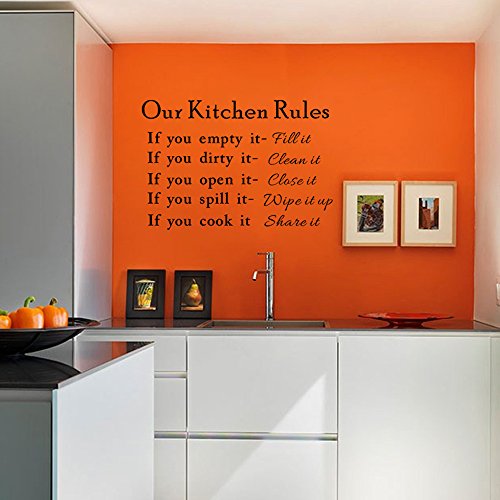 İngilizce Harfler Bizim Mutfak Kuralları Duvar Çıkartması Ev Sticker PVC Duvar Resimleri Vinil Kağıt seramik karo Duvar Kağıdı