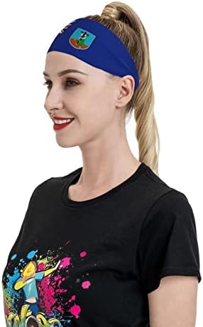 Bayrağı Montserrat Bayan Erkek Yoga Spor Hairband Yumuşak Elastik Streç Bantlar Kaymaz Nem Esneklik Ter Bandı için Spor Egzersiz
