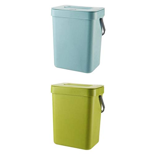 Fenteer 2-Pack Modern Duvar Asılı Çöp Kutuları için Mutfak Dolabı Kapı Ofis 5L Mavi Yeşil - 3L Mavi Yeşil, Orta