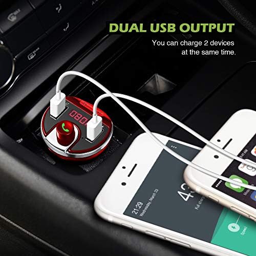 Araba için KeeKit Bluetooth FM Verici, Kablosuz FM Radyo Adaptörü Araç Kiti, USB Şarj Portlu Evrensel Araç Şarj Cihazı, Eller