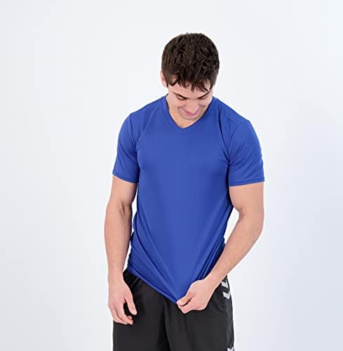 Gerçek Essentials 5 Paket: erkek V Yaka Örgü Nem Esneklik Aktif Atletik Performans Kısa Kollu T-Shirt