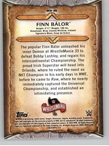 2020 Topps WWE WrestleMania Listesine Giden Yol WM-25 Finn Balor Güreş Ticaret Kartı