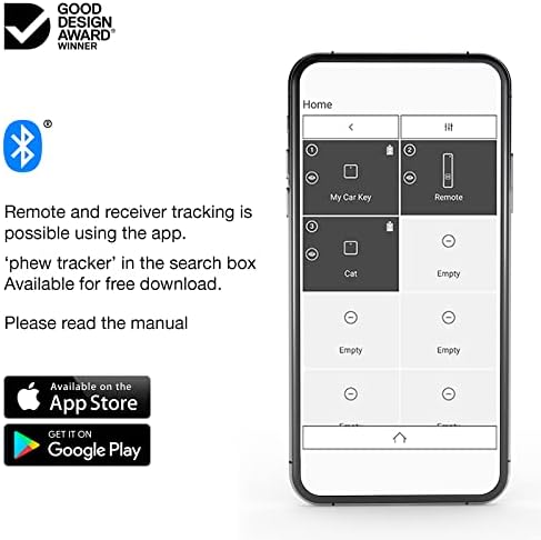 PHEW Bluetooth Tracker & Uzaktan Kumanda Seti / Keys Finder, Öğe Bulucu (Beyaz) | 170ft (Uzaktan Alarm Sinyali, Yakındaki Bulmak