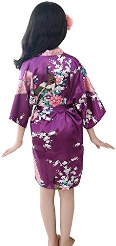 Todder Bebek Kız Saten Kimono Tavuskuşu Çiçek Elbise Spa Parti Düğün Doğum Günü Gecelik 18M-7Y
