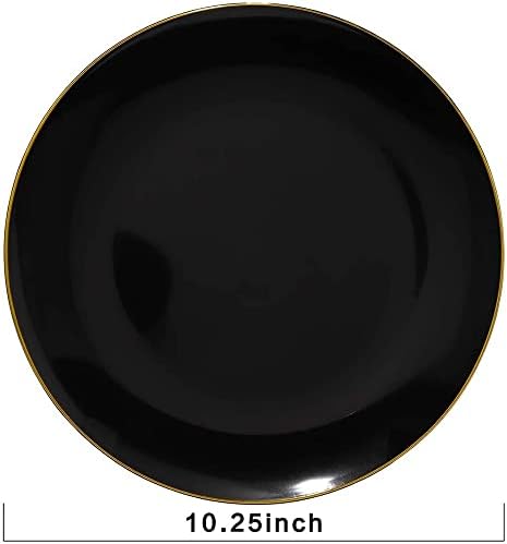 OIPYI 20 Adet 10.25 in Sofra Siyah Altın Jant Rulet Plakaları İle Düğün ve Partiler için Uygun (Renk: A)