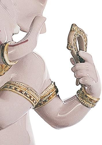 LLADRÓ Bansuri Ganesha Heykelciği. Porselen Ganesha Figürü.