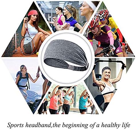 TopBine 5 Paket Spor Kafa Bandı, kadın Yoga Atletik Hairband, erkek Ter Bandı, Koşu, Seyahat ve Fitness için WorkingOut Kafa