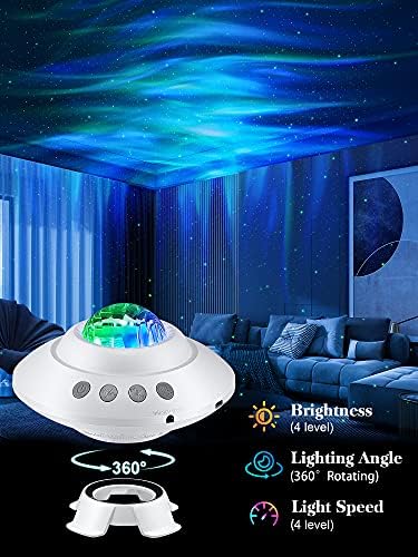Bir Yangın Galaxy Projektör, Bluetooth Yıldız Projektör Gece Lambası, Aurora Starlight Projektör, Yatak Odası için Kuzey Gece