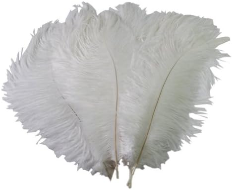 EUBUY 50 Packs Renkli 10-15 cm Gerçek Doğal Devekuşu Tüyler Ev Dekor Kostüm Craft Parti Düğün Sürü (Beyaz)