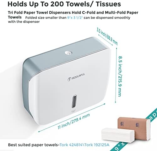 modunful Banyo Kağıt Havlu Dispenseri Duvara Montaj, çok Katlı Kağıt Havlu Dispenseri Banyo Ofis Mutfak için, hiçbir Delik Kurulum