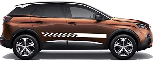 YKANZS Araba Vücut Yan Çıkartmalar Uzun Stripes Yarış Kafes Vinil Film Çıkartması,Peugeot 3008 2011-Present için Araba Aksesuarları