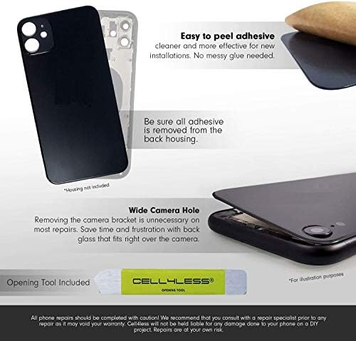 Cell4less Arka Cam Daha Hızlı Kurulum için Tam Gövdeli Yapıştırıcı, Sökme Aleti ve Geniş Kamera Deliği ile iPhone 11 Arka Cam