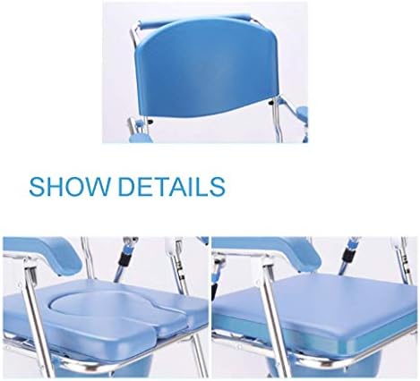 LZLYER Duş Sandalyesi Tuvalet Küveti Ağır Hizmet Tipi Komodin Sandalyesi,Yuvarlak Kase ve Ayak Dayamalı Tekerlekli Sandalye,Portatif