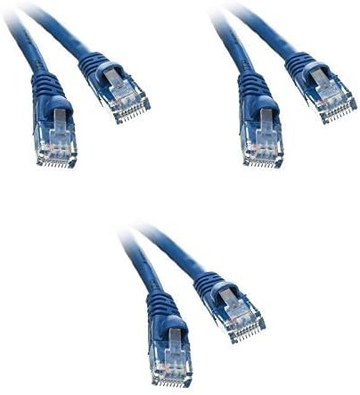 Cat5e Ethernet Patch Kablo, Takılmayan / Kalıplanmış Çizme, 20 Ayaklar, Mavi, 3'lü Paket