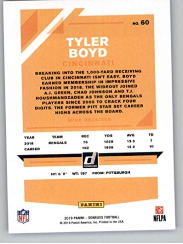 2019 Donruss Basın Geçirmez Mavi Futbol 60 Tyler Boyd Cincinnati Bengals Resmi NFL Ticaret Kartı Panini Amerika'dan