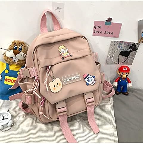 Sevimli Mini Sırt Çantaları Pimleri ile Estetik Mini gençler için sırt çantası Kawaii Küçük Sırt Çantası (Pembe)