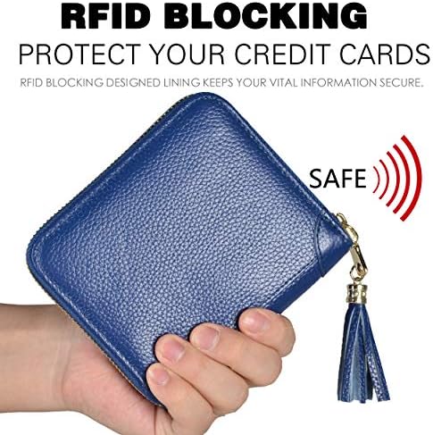 Easyoulife Bayan Kredi Kartı Tutucu Cüzdan Zip Deri Kart Durumda RFID Engelleme