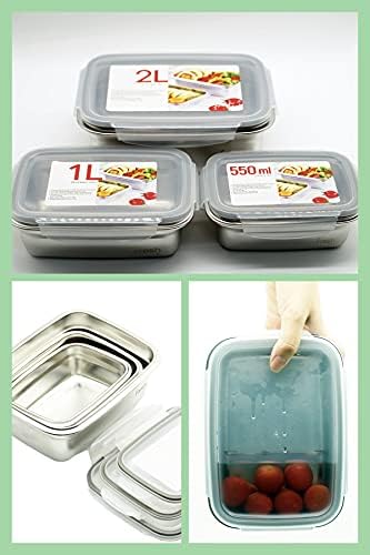 Paslanmaz çelik taze tutma kutusu yemek kabı saklama kutusu hiçbir BPA yığılmış olabilir sandviç salata sızdırmaz üç parçalı