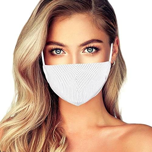 Filtre Cebi ile Yıkanabilir Kumaş Yüz Maskesi-Kadınlar için-Yumuşak ve Sevimli ABD Yapımı (İnce Çizgili Beyaz)