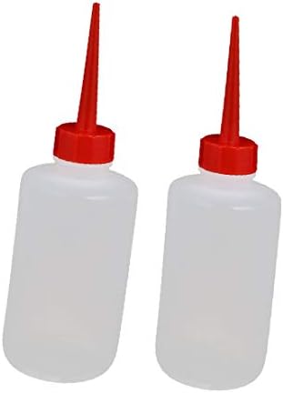 X-DREE 2 Adet 8.5-Ons LDPE Plastik Kırmızı Düz Sıkmak Kap Atölye Etiket Yağ Sıvı Tutkal Şişe(2 Unidades 8.5-Onza LDPE Plástico