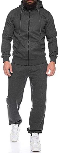 COOFANDY erkek Eşofman Set Rahat Tam Zip Kazak Jogger Sweatpants Uzun Kollu Sıcak Spor Suit Koyu gri