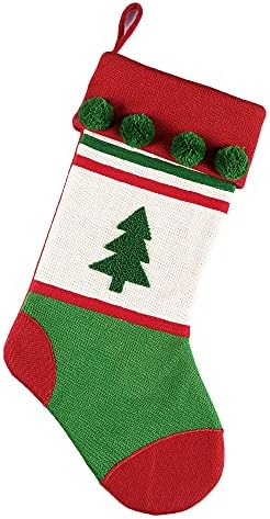 20 İnç Noel Çorap Ağacı ve Kar Tanesi Örgü Çorap Aile Tatil Noel Partisi Dekorasyon için (Kırmızı Yeşil Bej) C15-Tree