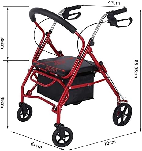 SISHUINIANHUA Dört Tekerlekli Yürüteç ile Koltuk ve Ayak Dayama, Hafif ve Taşınabilir Bakkal Alışveriş için Kullanılabilir