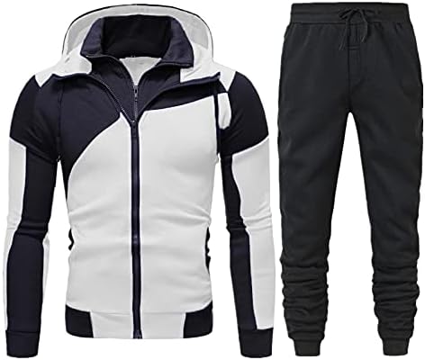 XXBR Erkek Kıyafetler Eşofman 2 adet Set Patchwork Ceketler Kazak Jogger Sweatpants Güz Kış Atletik Spor Takımları