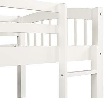 Harper & Bright Designs İkiz Üzeri İkiz Ranza, Emniyet Raylı, Merdivenli, Yatak Odası için 3 Çekmeceli Beyaz İkiz Trundle Yatak,