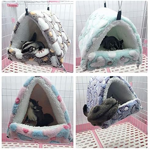 Ayrılabilir Kış Sıcak Kobay Yatak, Peluş Şeker Planör Hamak Yuva Ev, küçük Hayvan Kafesi Aksesuarları Yatak için Hamster Chinchilla
