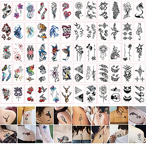 60 tiny temporarysmall dövme çıkartmalar vücut çıkartmalar renk ve siyah ve beyaz kombinasyonu el boyun bilek sanat moda kabak