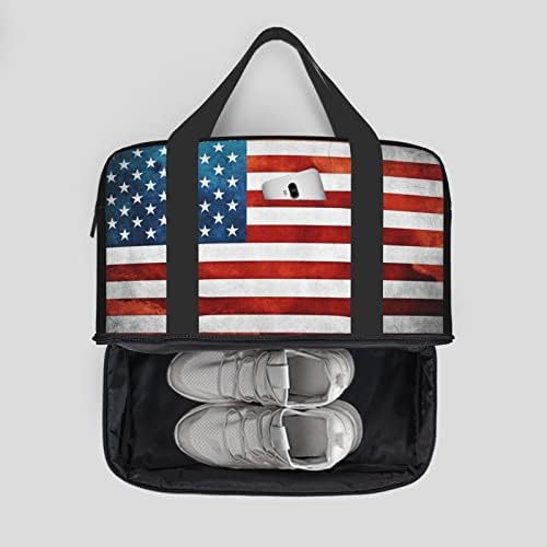 Amerikan Abd Bayrağı Baskılı Spor Spor Çantası ıslak Çanta Ve Ayakkabı Çantası, Erkek Ve Kadın Seyahat Spor Çantası