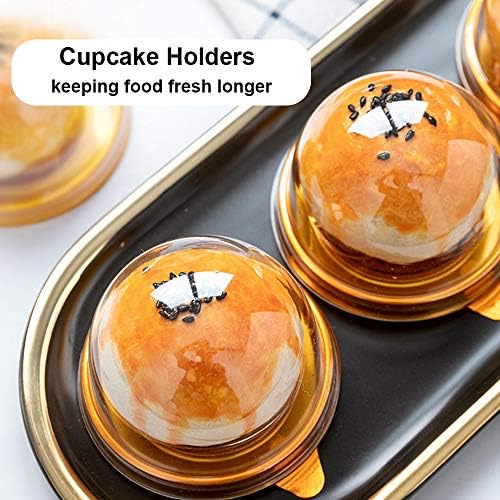 50 Adet Bireysel Cupcake Konteynerler Mini Kek Tatlı Tek Muffin Pod Plastik Kutular Taşıyıcı Tutucu Kapaklı (Altın)