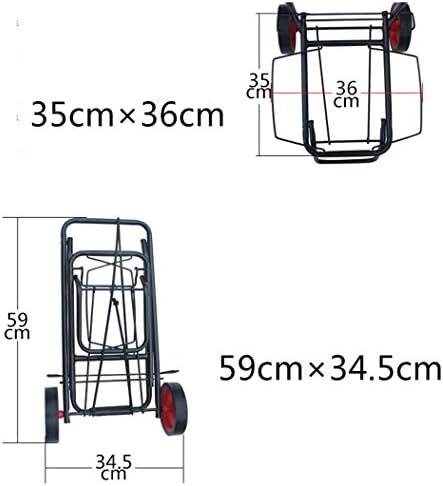 BJL - Asmak Kamyon Taşınabilir Demir Sanat Kauçuk Tekerlek Bagaj Sepeti Alışveriş Sepeti El Kamyon Kat Arabası Çekme Çubuk Araba