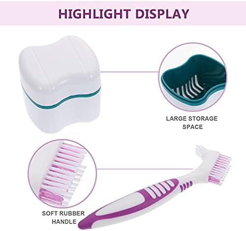 DOITOOL Protez Temizleme Fırçası Protez Diş Fırçaları Çift Taraflı Protez Temizleyici Araçları takma diş Fırçası Protez Bakımı