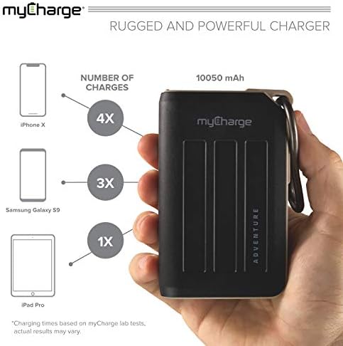 myCharge Macera Kamp Taşınabilir Şarj Güç Bankası 10050 mAh Sağlam Açık harici pil Paketi ile Karabina Klip-USB Aksesuarları,