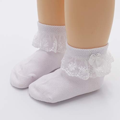 Xıyadun 5 Pairs Yürüyor Bebek & Çocuk Kız Fırfır Dantel Ayak Bileği Pamuk Elbise Çorap