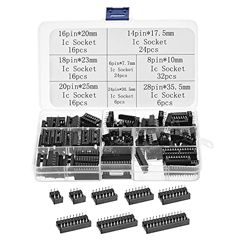 uxcell DIP IC Çip Soket Adaptörü 2.54 mm Pitch Çift Sıra Düz Pins Lehimleme Çip Bağlantı Seti 6,8,14, 16,18, 20,24, 28 Pins Siyah