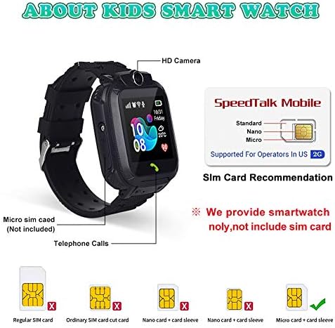 Çocuklar Akıllı İzle, IP67 Su Geçirmez LBS Konumlandırma İzle HD Dokunmatik Ekran, SOS İki Yönlü Çağrı Saat Kamera SIM Kart Yuvası