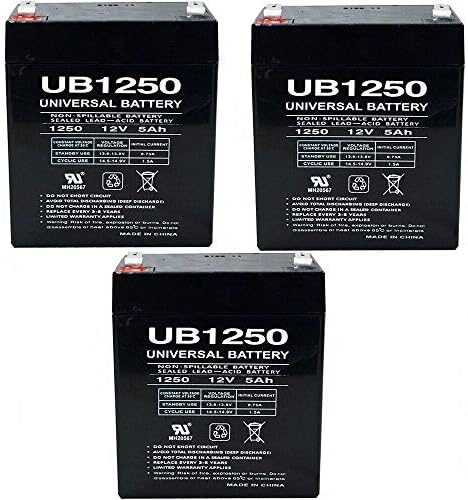 3 Adet UPG UB1250 12 V 5AH SLA Yedek Pil, Brinks PK1250 ile Uyumlu