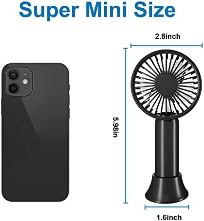 Aluan Süper Mini El Fanı, Çıkarılabilir Tabanlı Küçük Kişisel Taşınabilir Fan, USB Şarj Edilebilir Pille Çalışan El Tipi Fan,