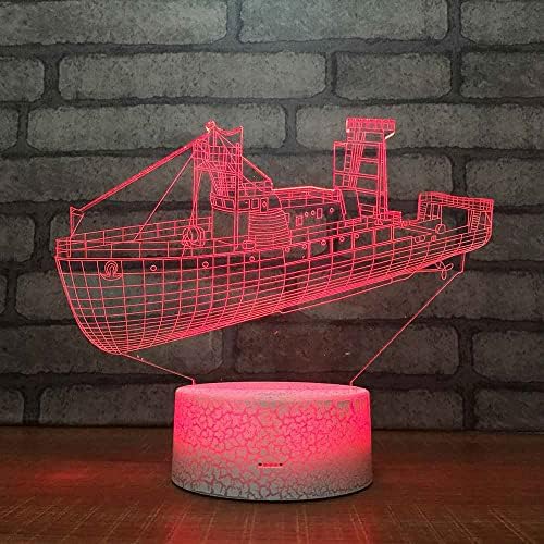 SWTZEQ Çocuklar gece ışık Cruise Gemi Styling 3D Optik LED Illusion Lamba USB Uzaktan Kumanda ile 16 Renk Değiştirme Doğum Günü