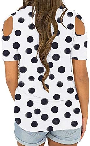 BFONE Bayan Polka Dot T-Shirt, Yaz Kısa Kollu Tunik Strappy Soğuk Omuz Bluzlar T Shirt Tops