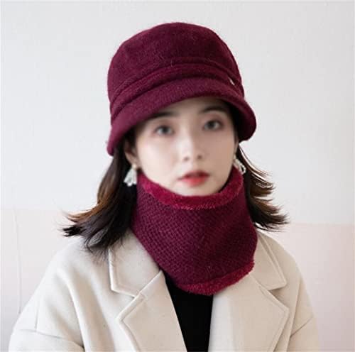 ZYKBB Örme Yün Şapka kadın Sonbahar Ve Kış Sıcak Önlük İki parçalı Şapka Kış Kadın Gösterisi Küçük Bir Yüz (Renk: B, Boyutu: